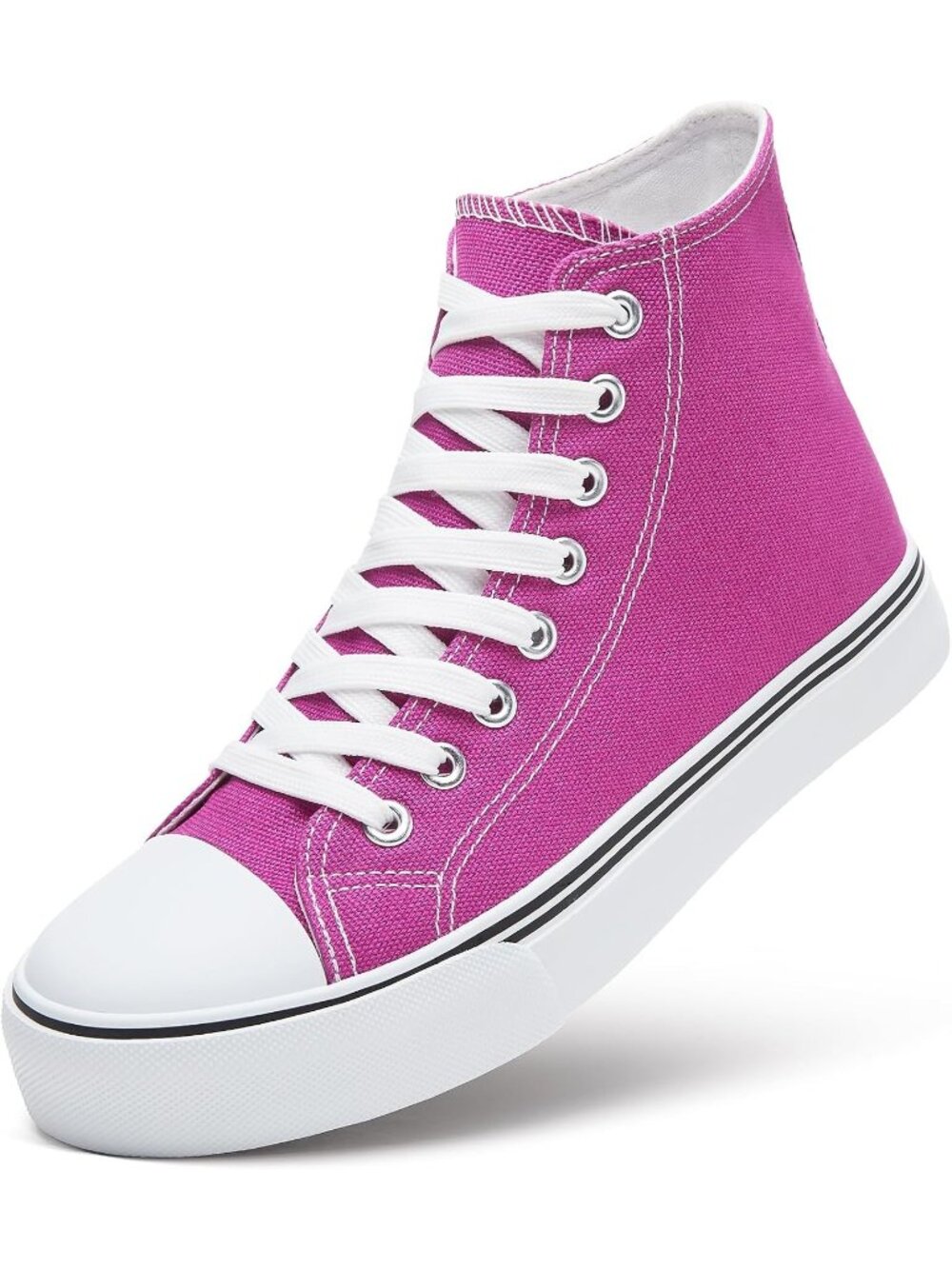 Womens Light Purple Breathable High Top Canvas Memory Foam Lace-Up Sneaker Shoes
